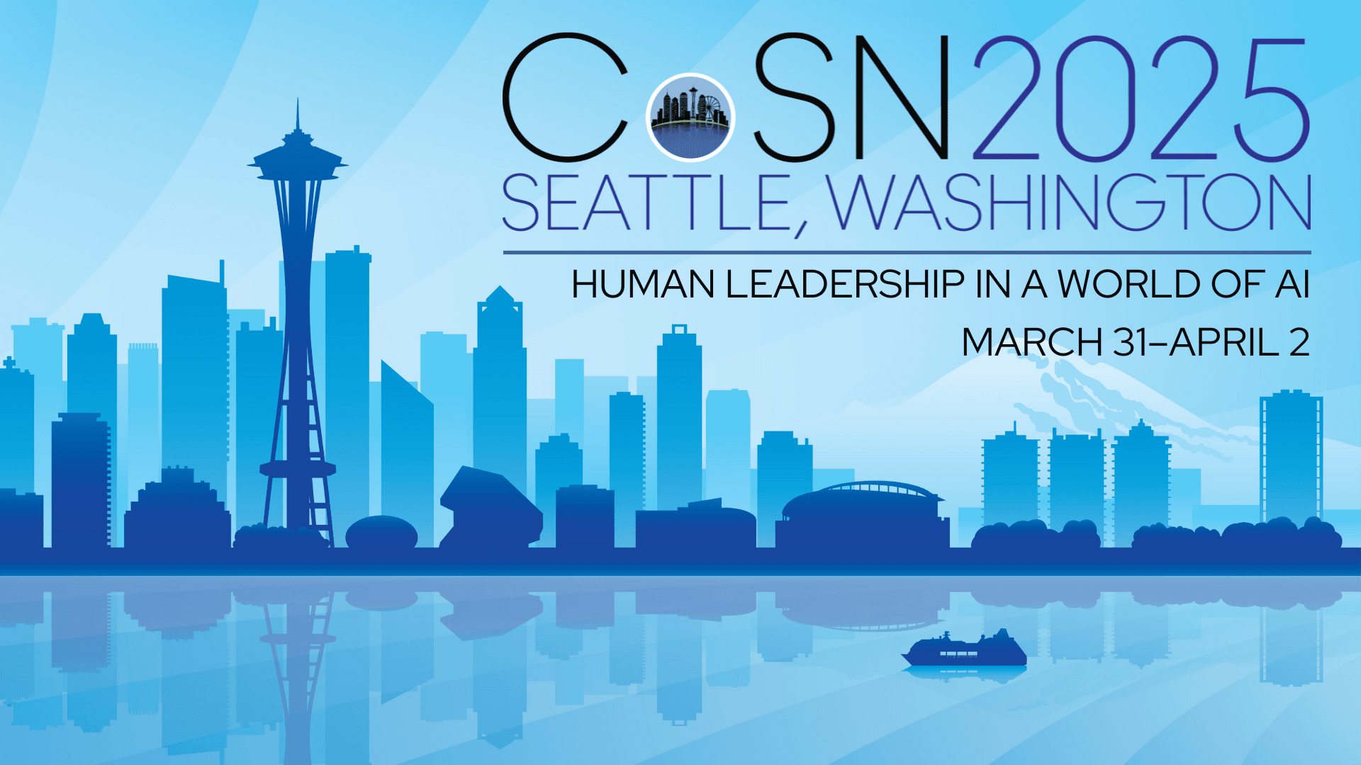 CoSN Conference advertisement with Seattle skyline